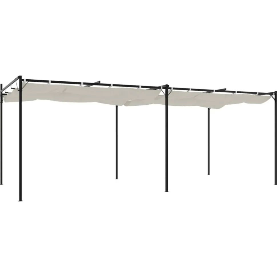 VIDAXL - Pergola avec toit rétractable crème 589x292x230 cm