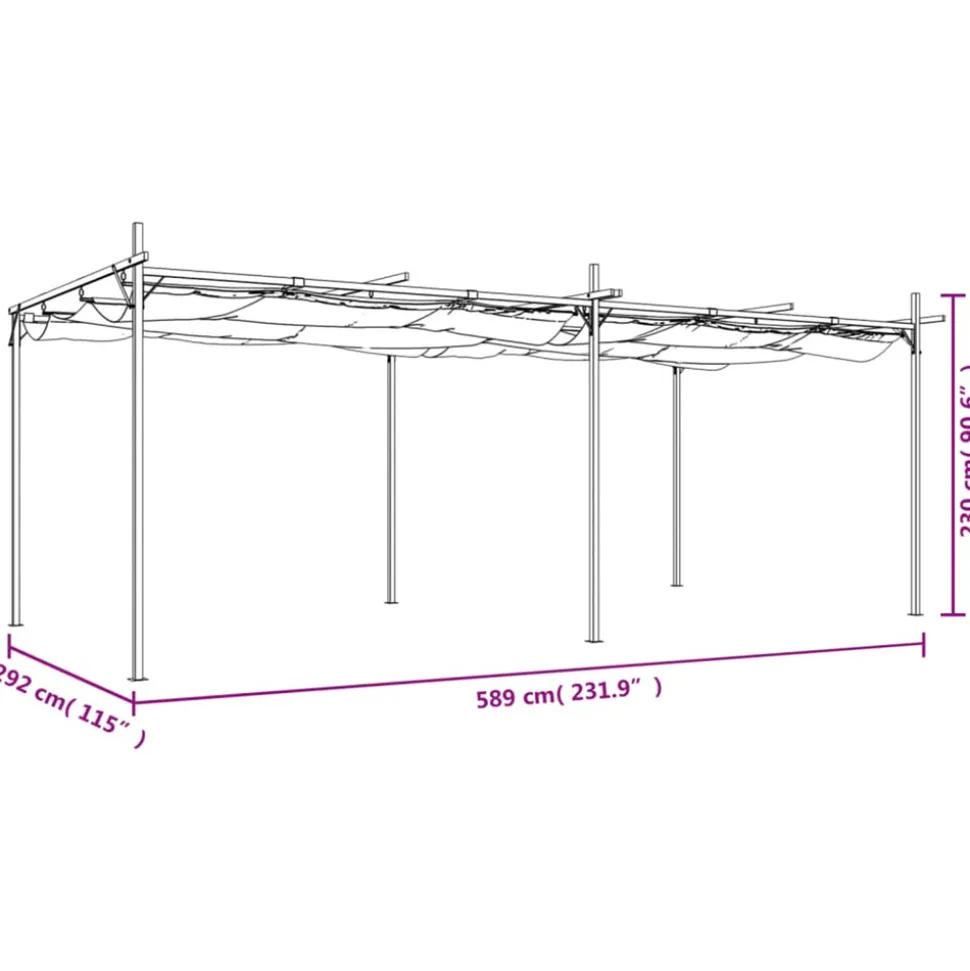 VIDAXL - Pergola avec toit rétractable crème 589x292x230 cm