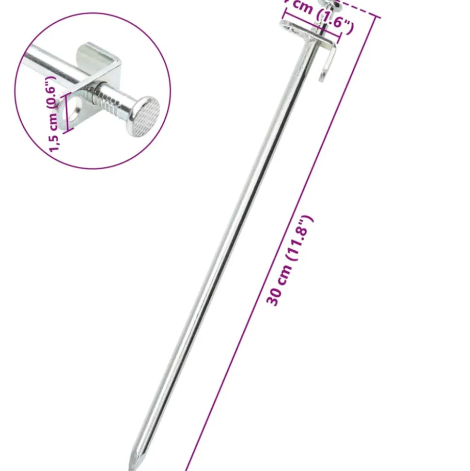 VIDAXL - Piquets de tente 24 pcs 30 cm 8 mm acier galvanisé