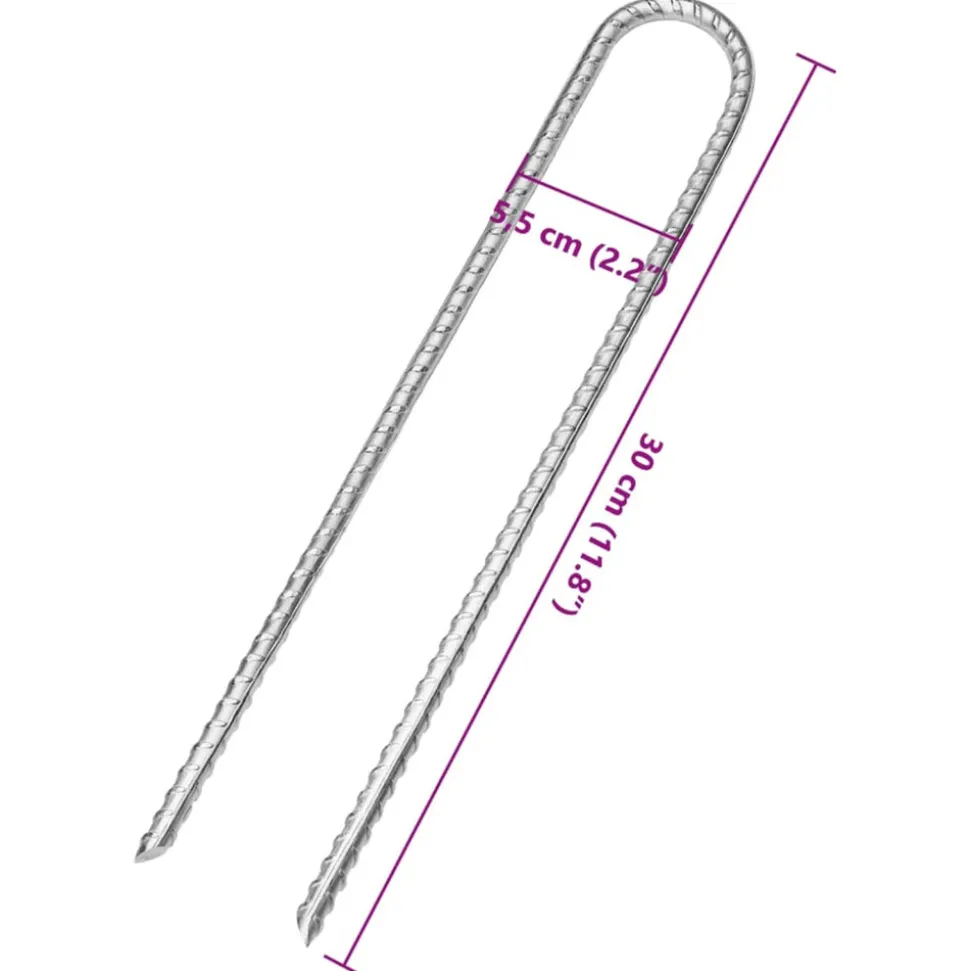 VIDAXL - Piquets de tente 6 pcs en forme de u 30 cm ø7mm acier galvanisé