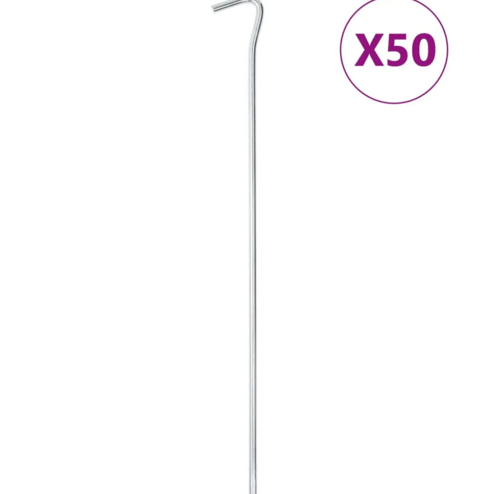 VIDAXL - Piquets de tente 50 pcs 30 cm ø7 mm acier galvanisé