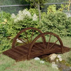 VIDAXL - Pont de jardin avec demi-roue 99x50x38 cm bois de sapin massif