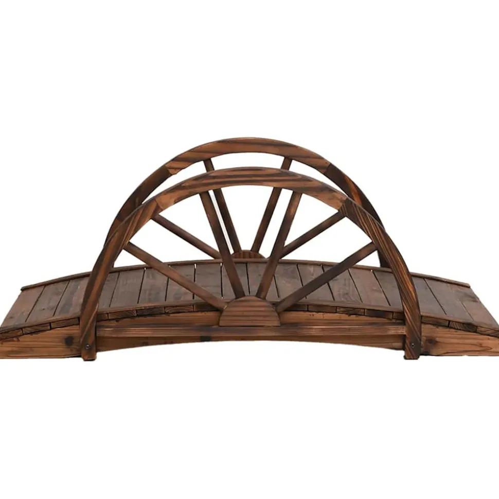 VIDAXL - Pont de jardin avec demi-roue 99x50x38 cm bois de sapin massif