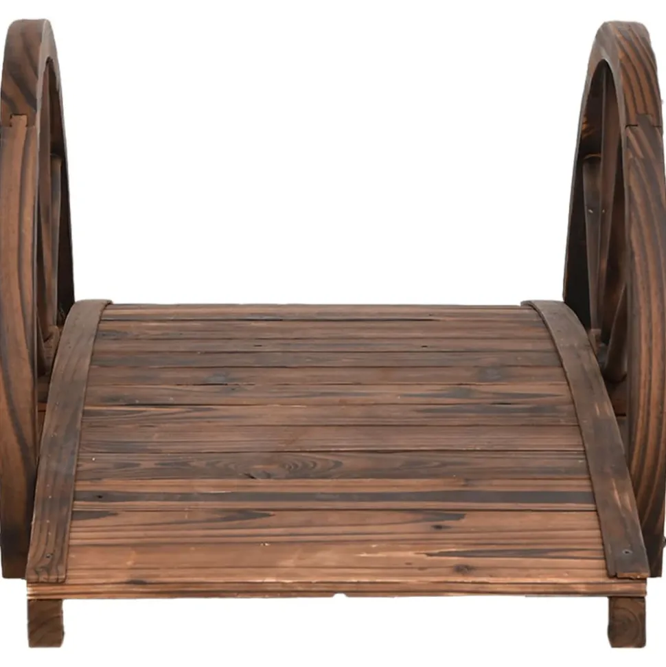 VIDAXL - Pont de jardin avec demi-roue 99x50x38 cm bois de sapin massif