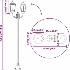 VIDAXL - Poteau de lumière de jardin vert foncé aluminium, verre