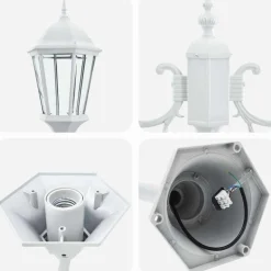 VIDAXL - Poteau de lumière de jardin blanc aluminium, verre
