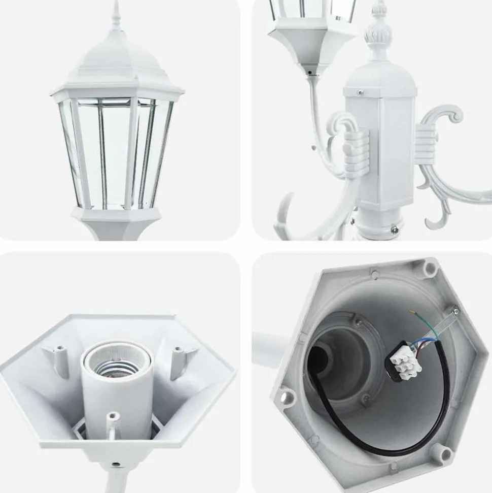 VIDAXL - Poteau de lumière de jardin blanc aluminium, verre