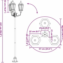 VIDAXL - Poteau de lumière de jardin vert foncé aluminium, verre