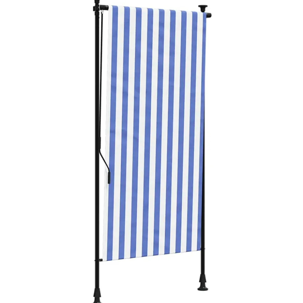 VIDAXL - Store roulant d'extérieur bleu et blanc 120x270 cm tissu acier