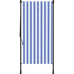 VIDAXL - Store roulant d'extérieur bleu et blanc 120x270 cm tissu acier