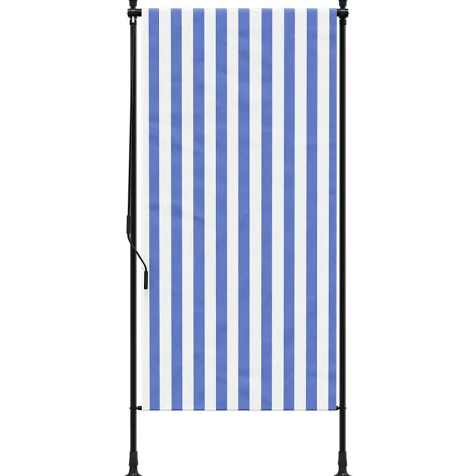 VIDAXL - Store roulant d'extérieur bleu et blanc 120x270 cm tissu acier