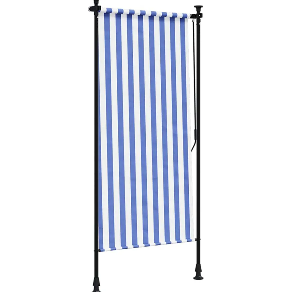 VIDAXL - Store roulant d'extérieur bleu et blanc 120x270 cm tissu acier