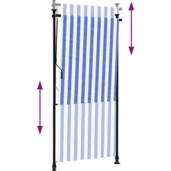 VIDAXL - Store roulant d'extérieur bleu et blanc 120x270 cm tissu acier