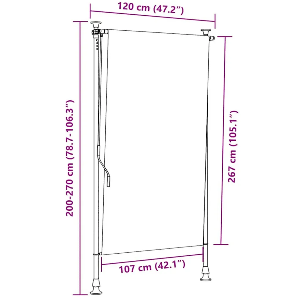 VIDAXL - Store roulant d'extérieur bleu et blanc 120x270 cm tissu acier
