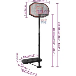VIDAXL - Support de basket-ball noir 258-363 cm polyéthylène