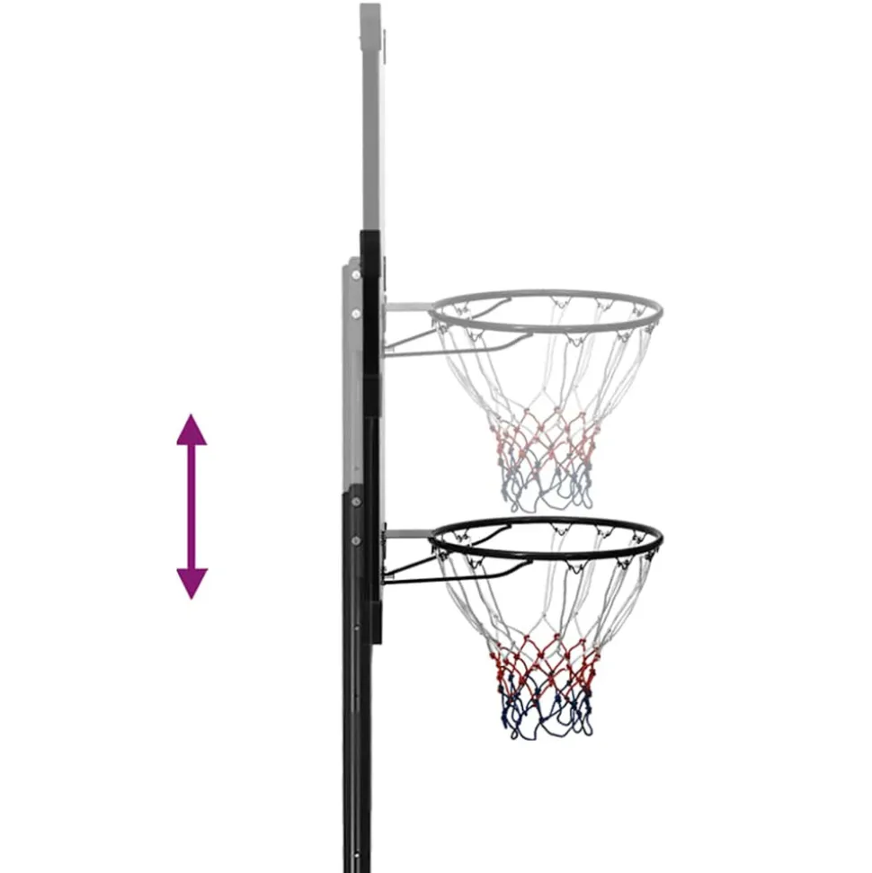 VIDAXL - Support de basket-ball transparent 256-361 cm polycarbonate