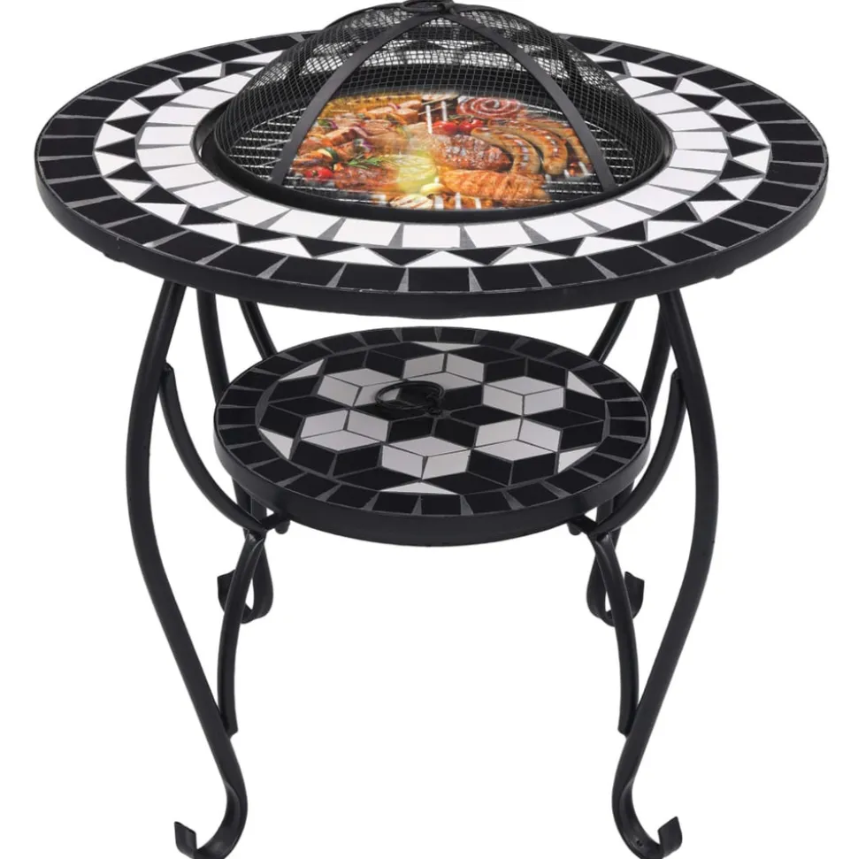 VIDAXL - Table de foyer mosaïque noir et blanc 68 cm céramique