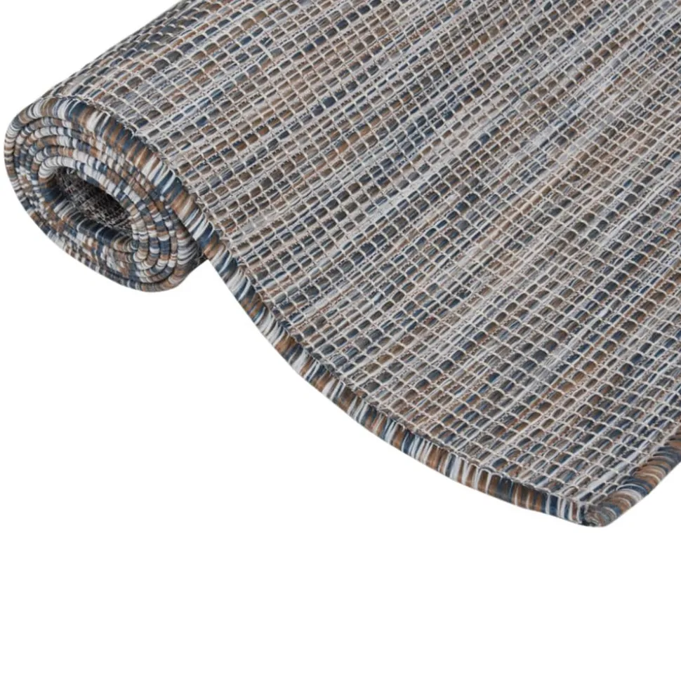VIDAXL - Tapis à tissage plat d'extérieur 160x230 cm marron et bleu