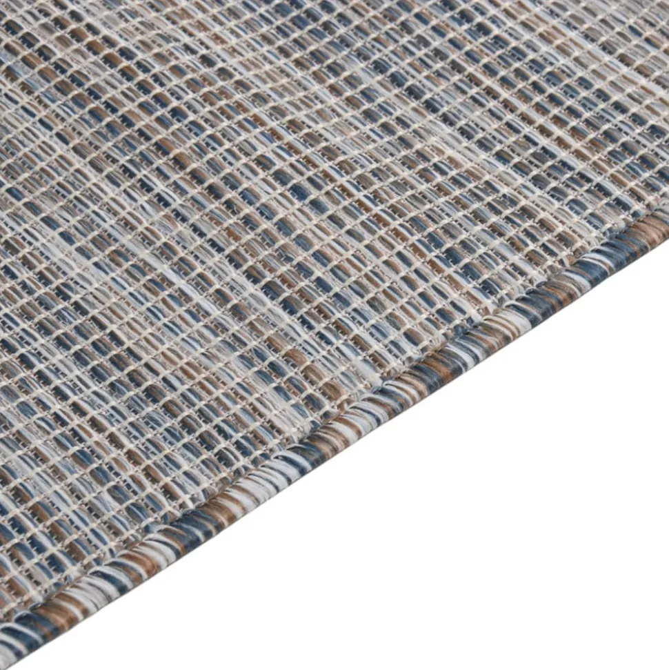 VIDAXL - Tapis à tissage plat d'extérieur 160x230 cm marron et bleu