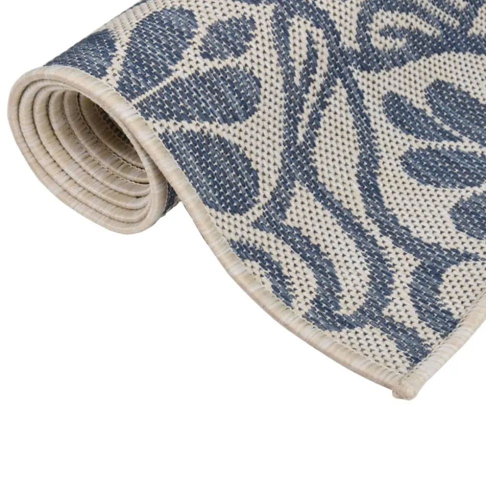 VIDAXL - Tapis à tissage plat d'extérieur 80x150 cm motif bleu