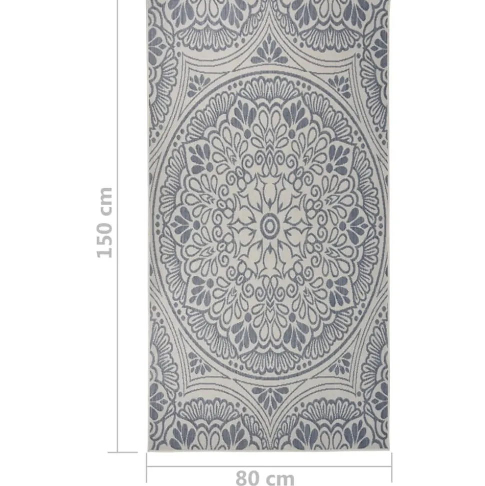 VIDAXL - Tapis à tissage plat d'extérieur 80x150 cm motif bleu