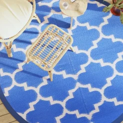 VIDAXL - Tapis d'extérieur arakil bleu ø200 cm pp