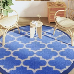VIDAXL - Tapis d'extérieur arakil bleu ø200 cm pp