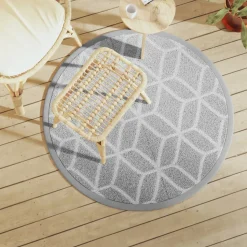 VIDAXL - Tapis d'extérieur arakil gris ø120 cm pp