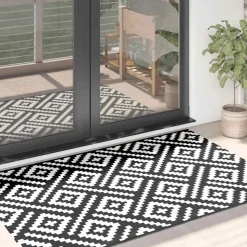 VIDAXL - Tapis d'extérieur arakil blanc et noir 120x180 cm pp