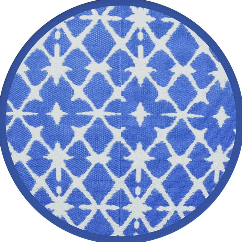 VIDAXL - Tapis d'extérieur arakil bleu et blanc ø200 cm pp