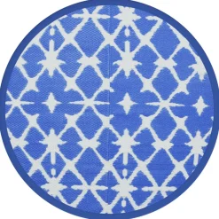 VIDAXL - Tapis d'extérieur arakil bleu et blanc ø120 cm pp