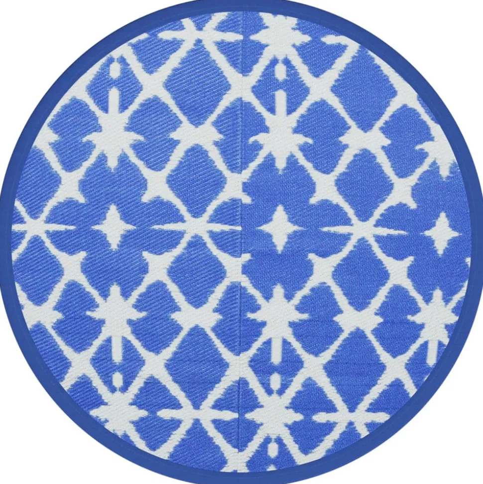 VIDAXL - Tapis d'extérieur arakil bleu et blanc ø120 cm pp