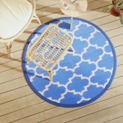 VIDAXL - Tapis d'extérieur arakil bleu ø120 cm pp