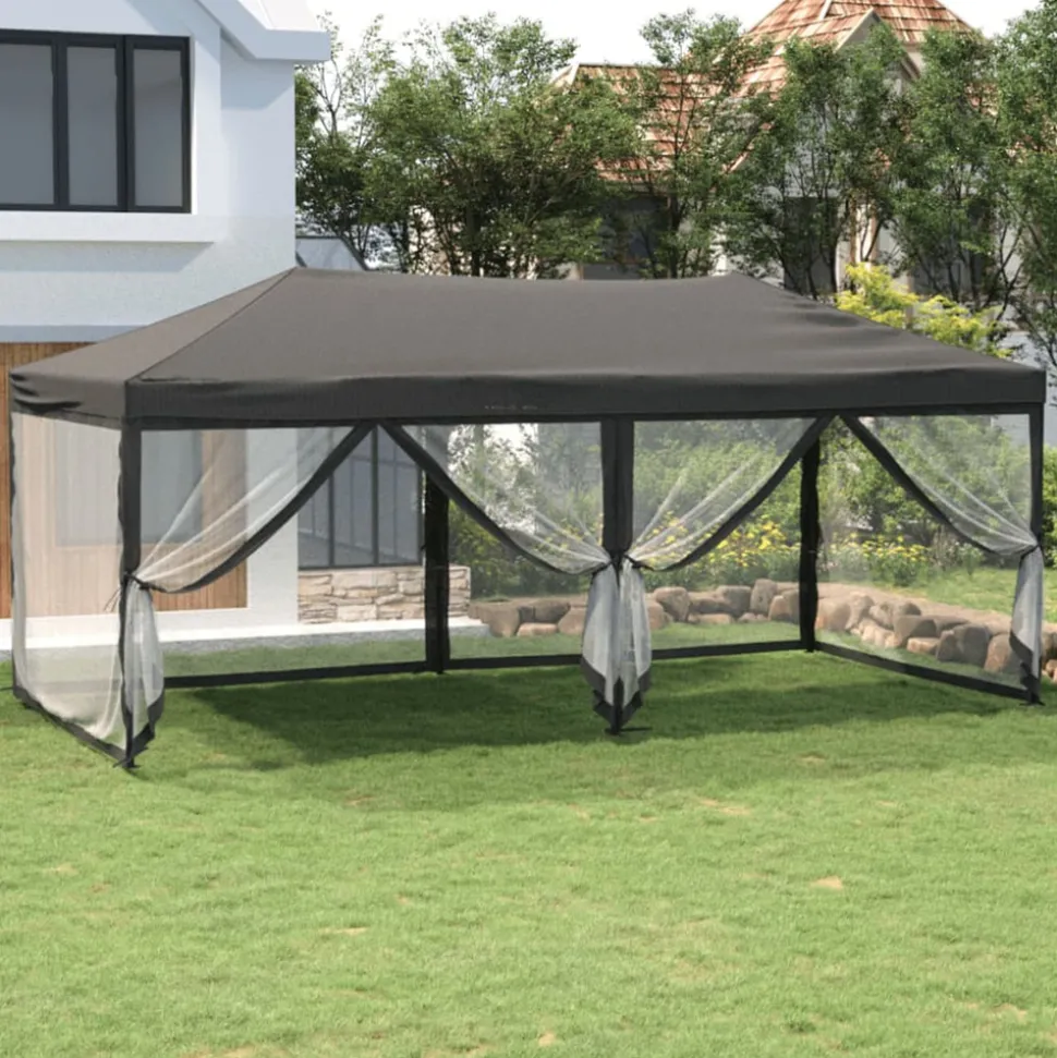 VIDAXL - Tente de réception pliable avec parois anthracite 3x6 m