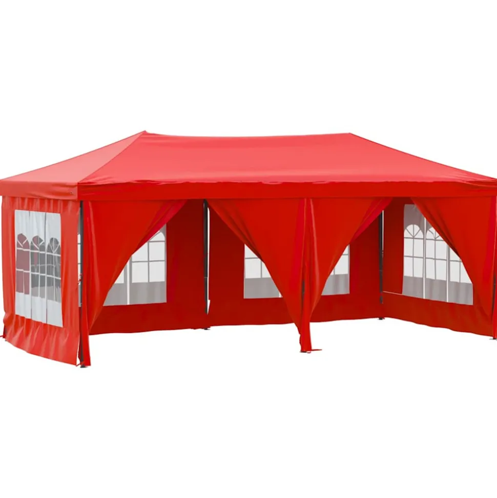 VIDAXL - Tente de réception pliable avec parois rouge 3x6 m