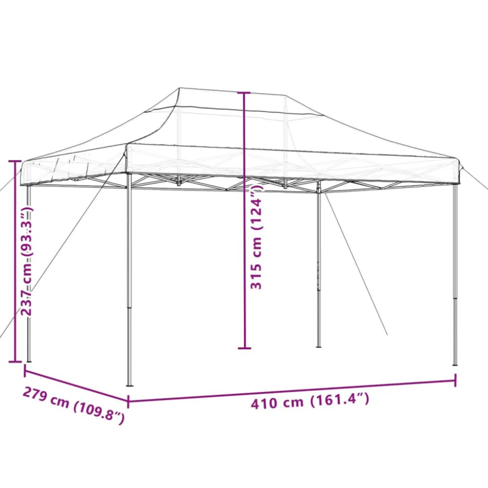 VIDAXL - Tente de réception pliable escamotable vert 410x279x315 cm