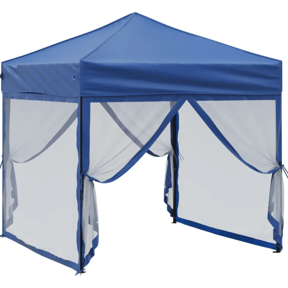 VIDAXL - Tente de réception pliable avec parois bleu 2x2 m