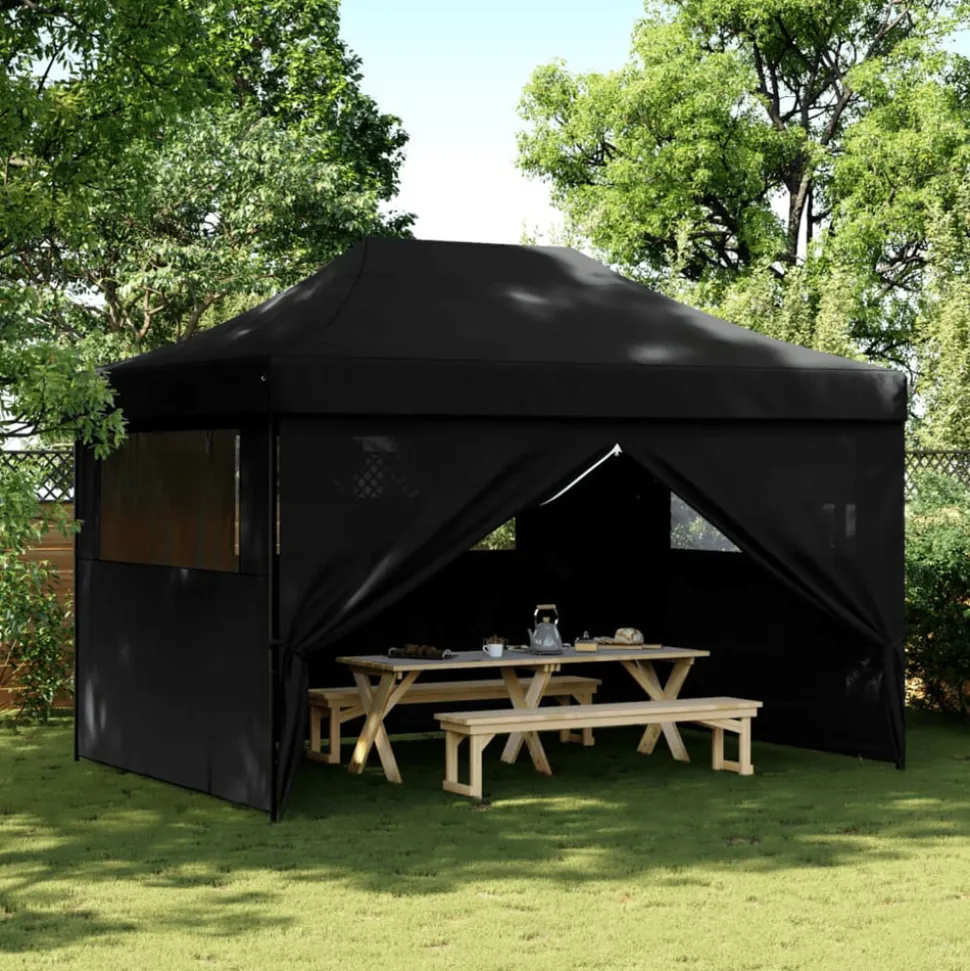 VIDAXL - Tente de réception pliable escamotable 4 parois latérales noir
