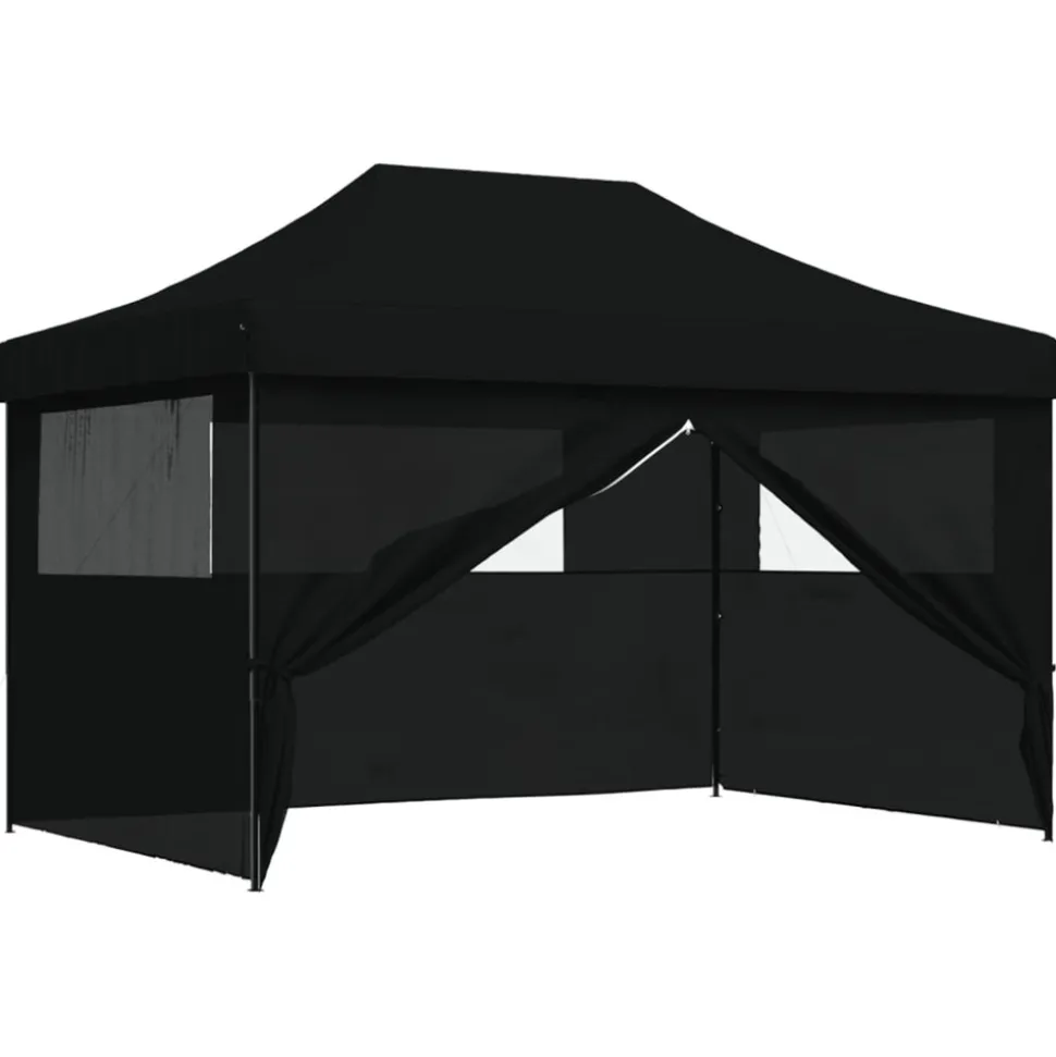 VIDAXL - Tente de réception pliable escamotable 4 parois latérales noir