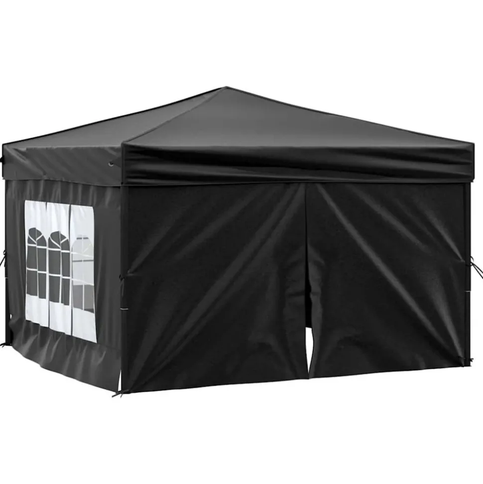 VIDAXL - Tente de réception pliable avec parois noir 3x3 m