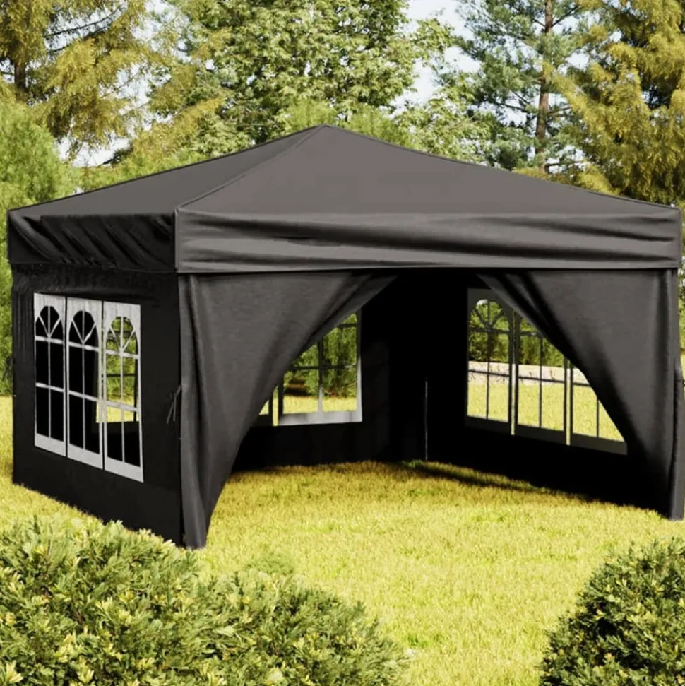 VIDAXL - Tente de réception pliable avec parois noir 3x3 m