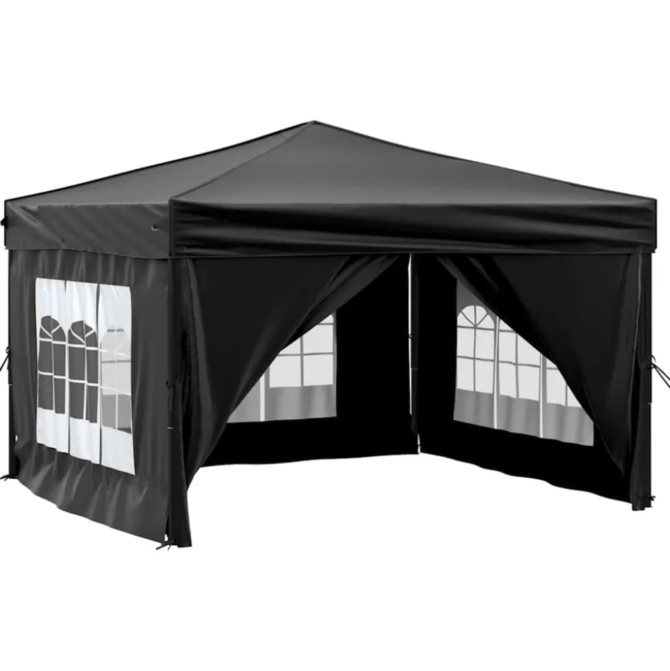VIDAXL - Tente de réception pliable avec parois noir 3x3 m