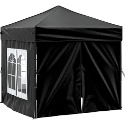 VIDAXL - Tente de réception pliable avec parois noir 2x2 m