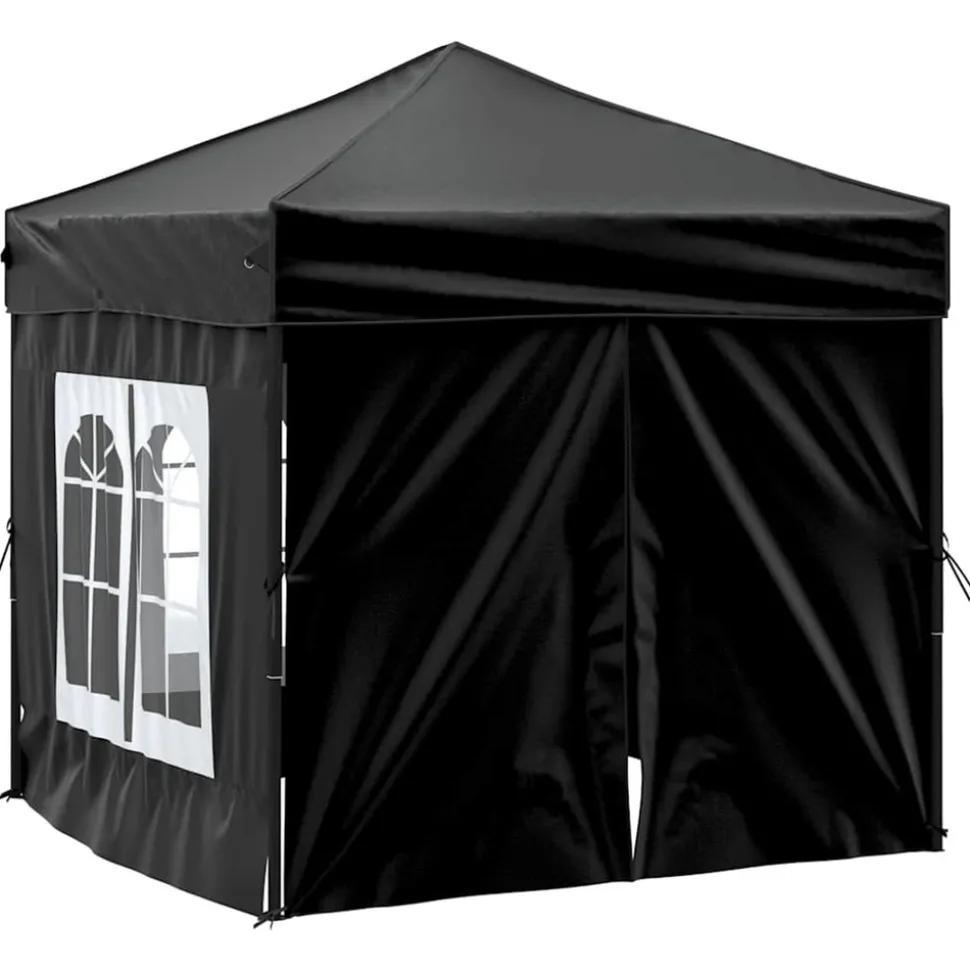VIDAXL - Tente de réception pliable avec parois noir 2x2 m