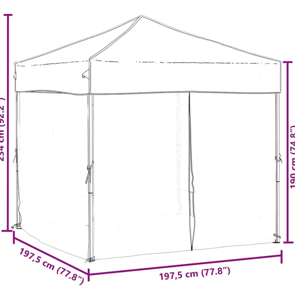 VIDAXL - Tente de réception pliable avec parois noir 2x2 m