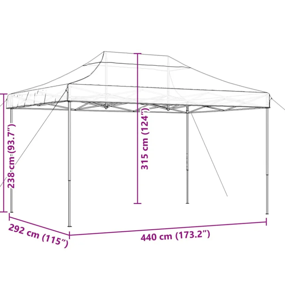 VIDAXL - Tente de réception pliable escamotable taupe 440x292x315 cm