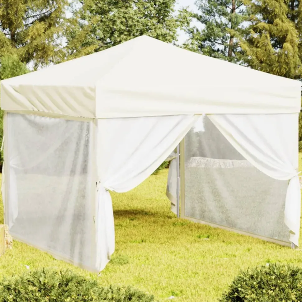VIDAXL - Tente de réception pliable avec parois crème 3x3 m