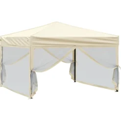 VIDAXL - Tente de réception pliable avec parois crème 3x3 m