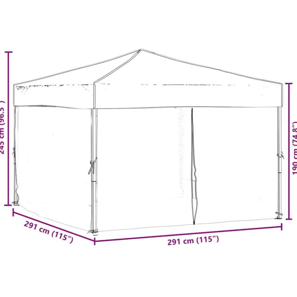 VIDAXL - Tente de réception pliable avec parois blanc 3x3 m