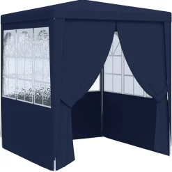 VIDAXL - Tente de réception avec parois latérales 2x2 m bleu 90 g/m²
